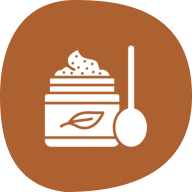 Jar with leaf and spoon icon.